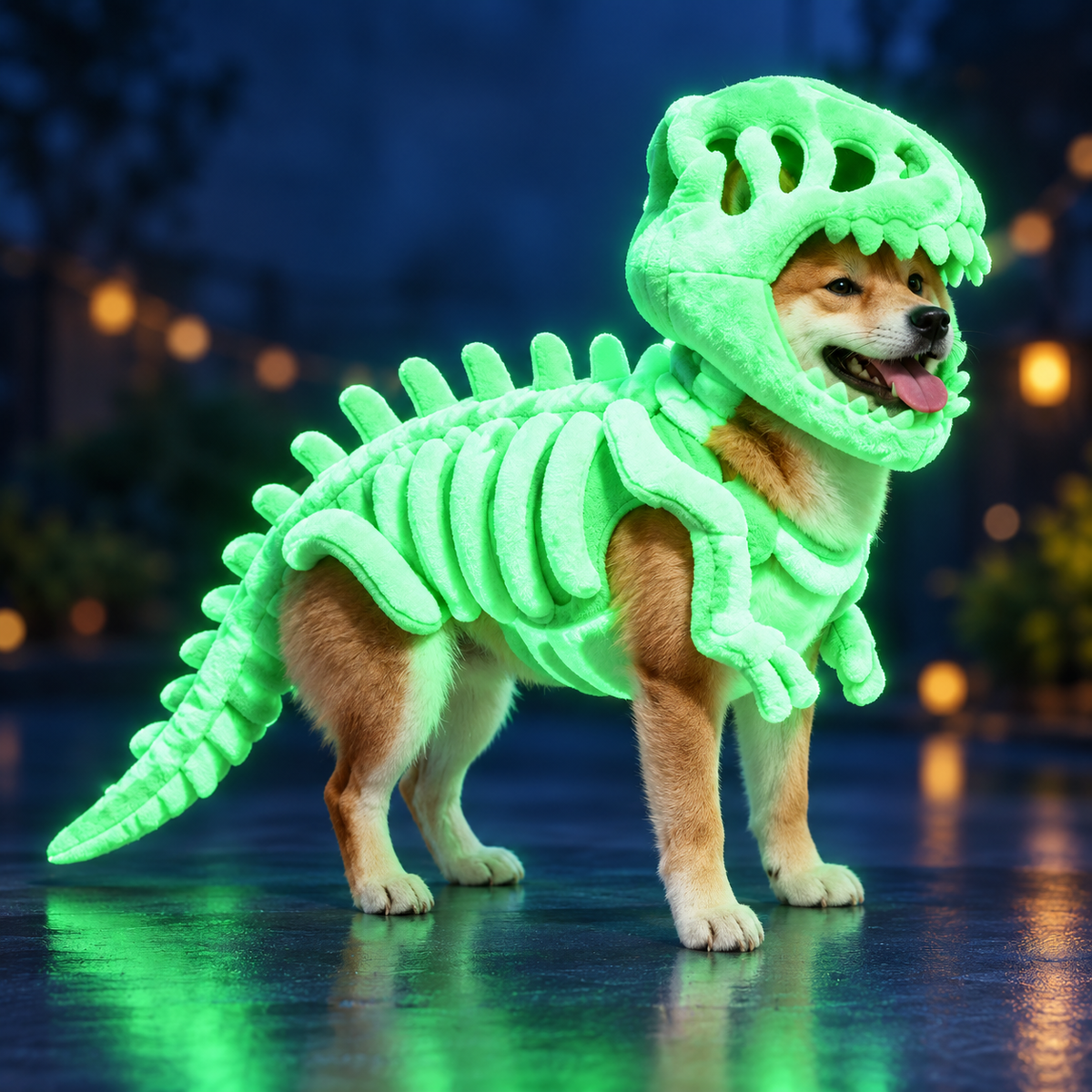 Dinosaur 3D Skeleton Costume Glow in Dark for Cats Dogs