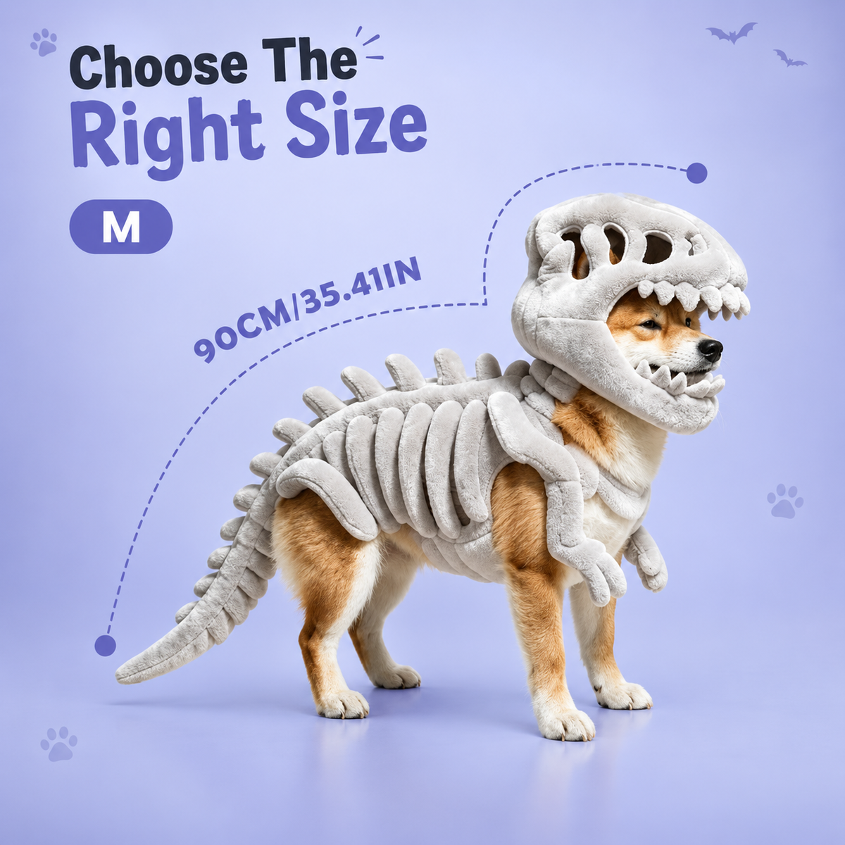 Dinosaur 3D Skeleton Costume Glow in Dark for Cats Dogs